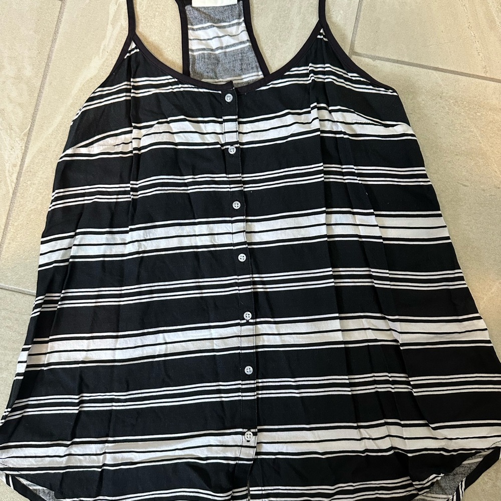 Black and white striped so tank top